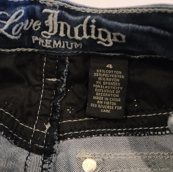 Love Indigo Premium Sz.4 Five Pockets Blue Jeans women's - Picture 5 of 11
